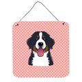Micasa Checkerboard Pink Bernese Mountain Dog Aluminum Metal Wall Or Door Hanging Prints6 x 6 In. MI714183